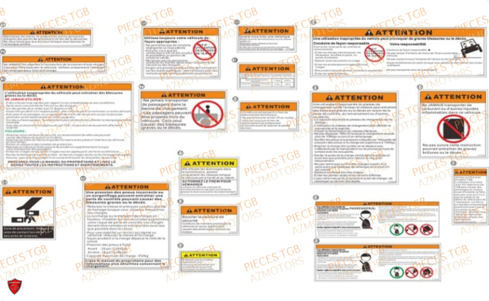 Etiquettes De Securite  Pieces TGB UTV LANDMAX 1000