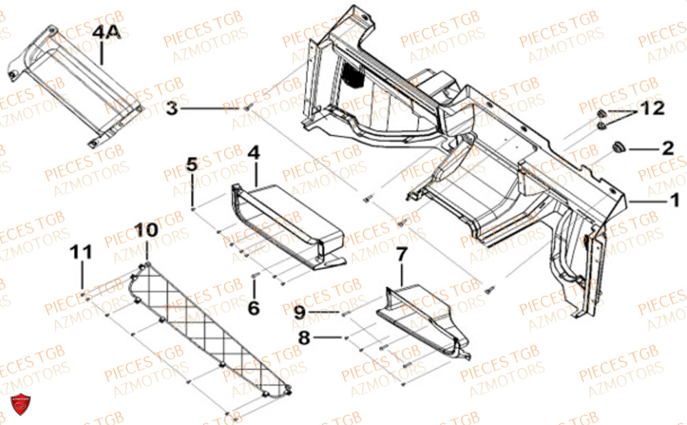 Interieur Partie Inferieure  Pieces TGB UTV LANDMAX 1000