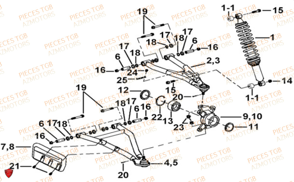 Suspension Avant  Pieces TGB UTV LANDMAX 1000