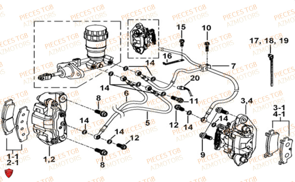 Systeme De Frein  Pieces TGB UTV LANDMAX 1000