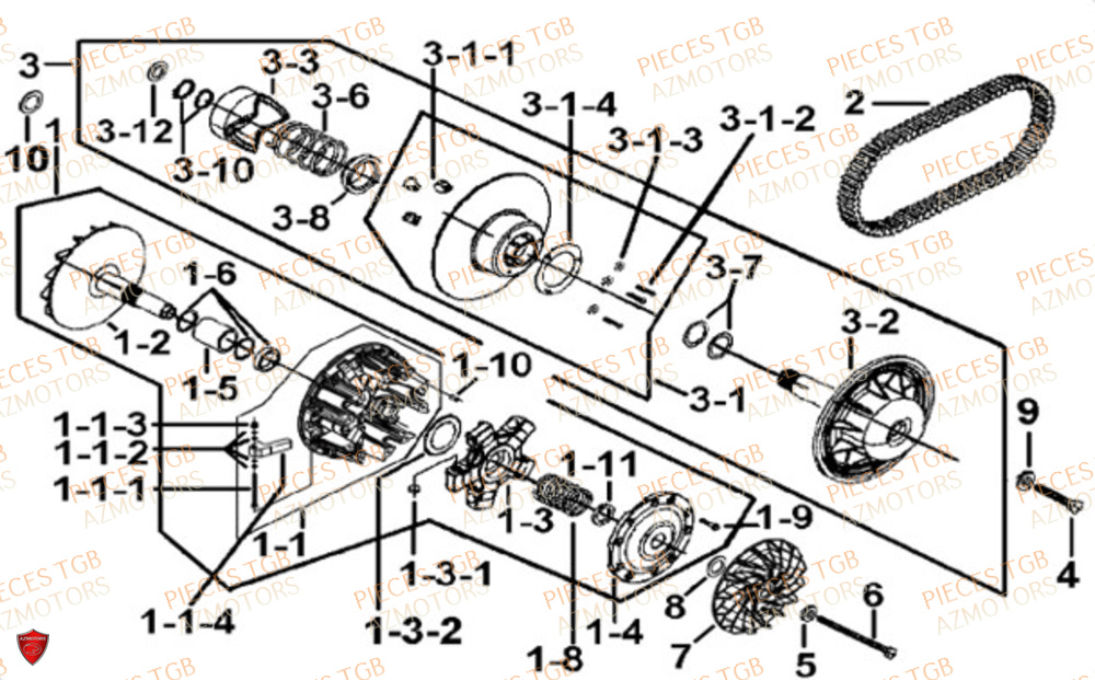 Variateur  Pieces TGB UTV LANDMAX 1000