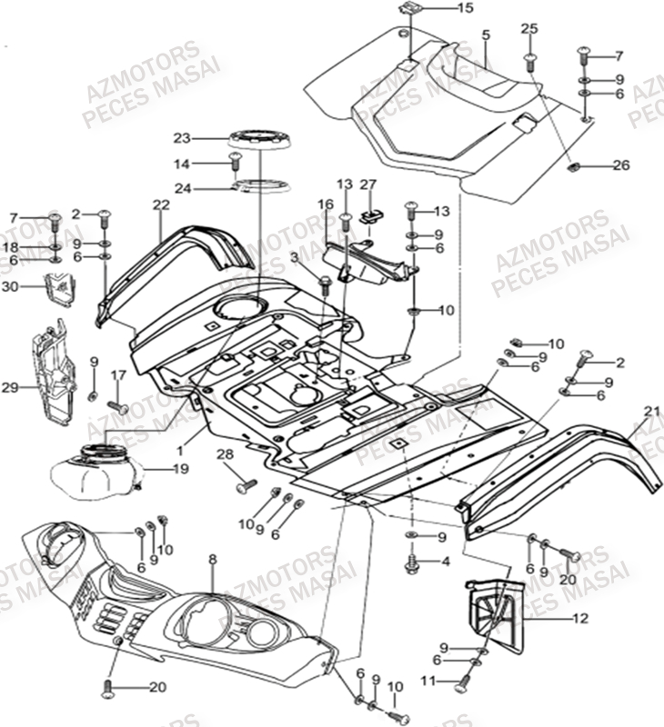 Carrosserie Avant MASAI Pièces Quad A500IX EPS