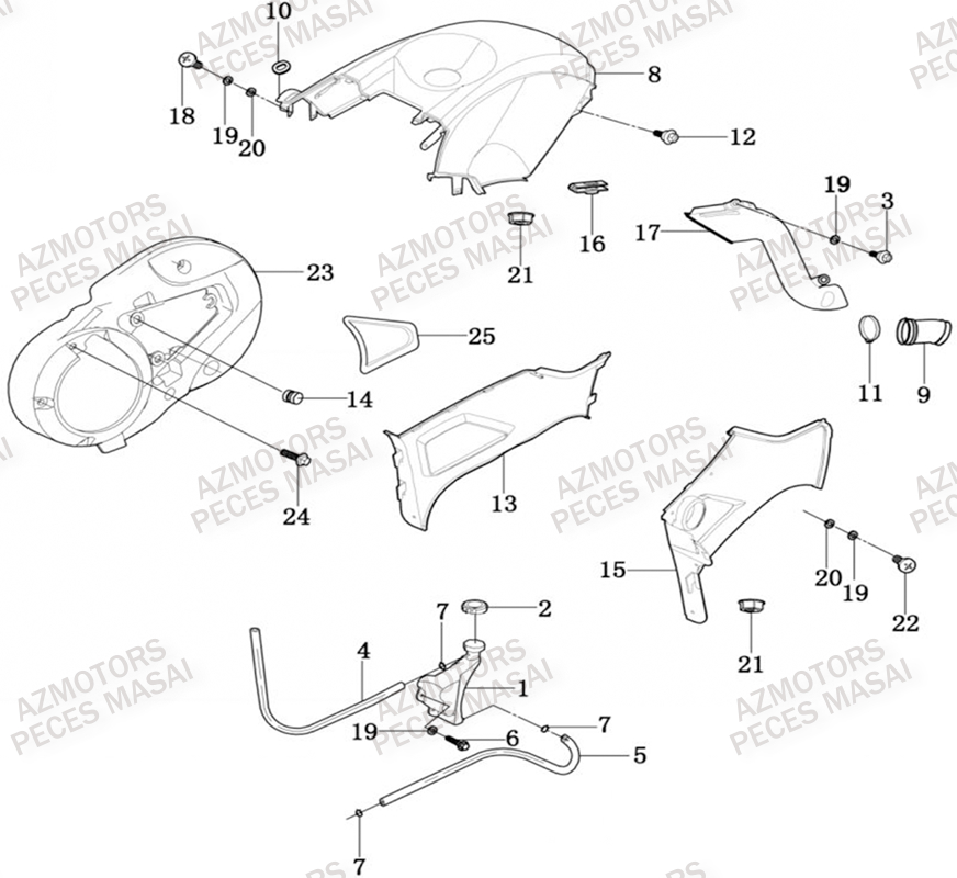 Carrosserie Reservoir MASAI Pièces Quad A500IX EPS