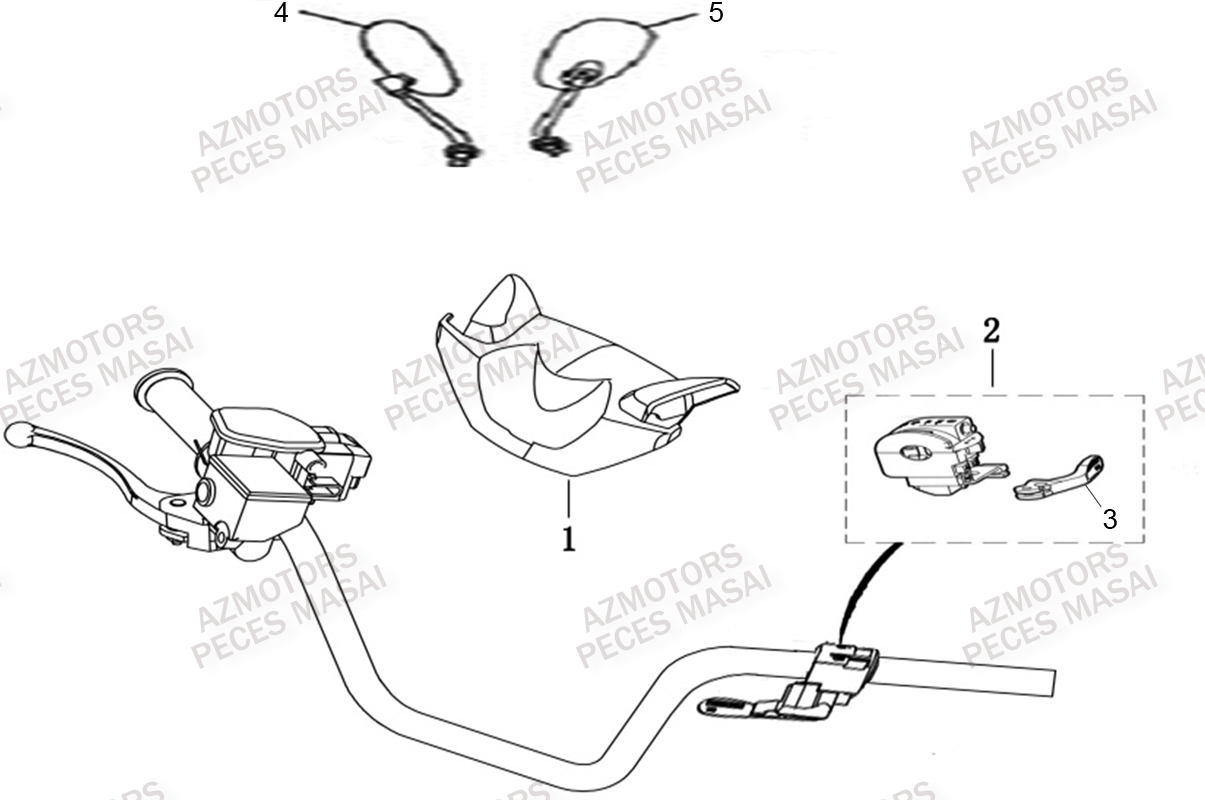 Ensemble Poignee Gauche MASAI Pièces Quad A500IX EPS