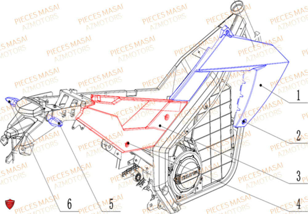 Caches Lateraux Droits Clignotants Arriere MASAI Pièces Moto VISION 3K