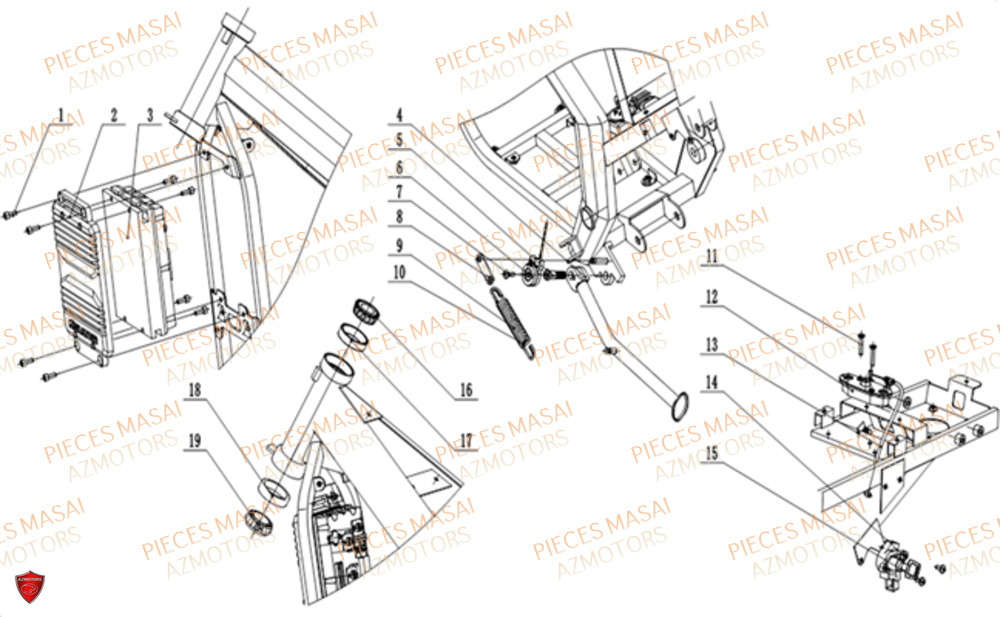 Controleur Bequille Laterale Fixation Selle MASAI Pièces Moto VISION 3K