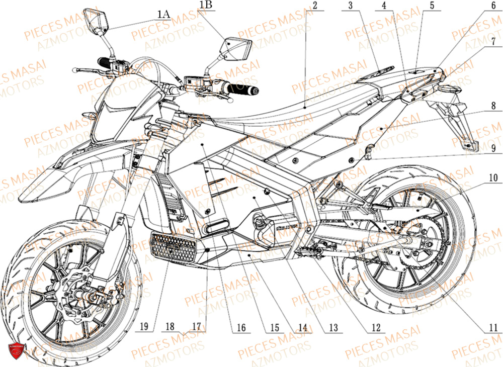 Retroviseurs Selle Caches Gauche Deco MASAI Pièces Moto VISION 3K