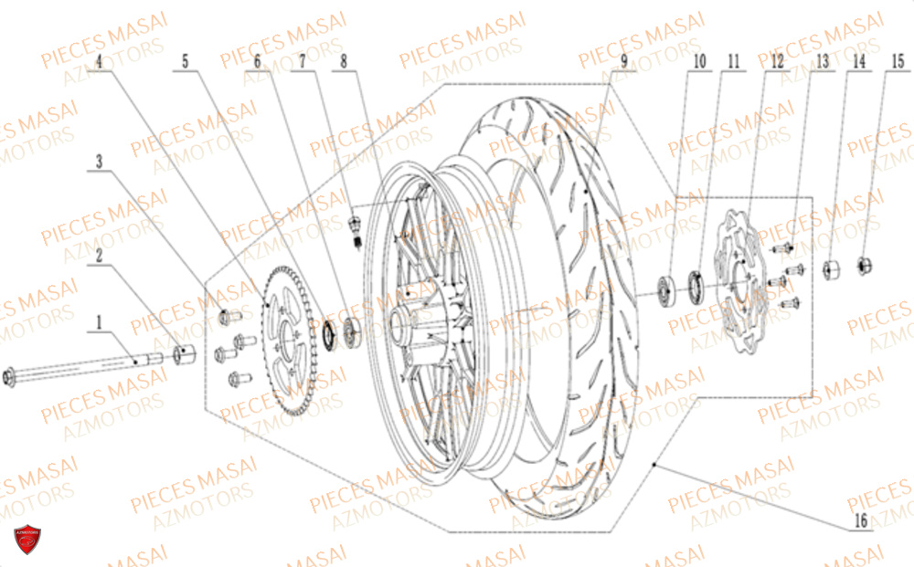 Roue Arriere MASAI Pièces Moto VISION 3K