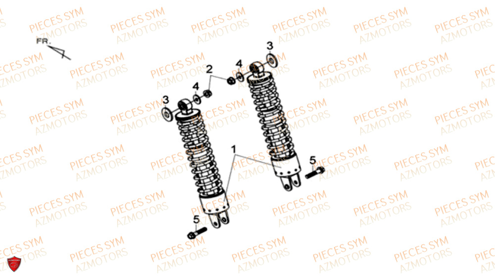 Amortisseurs SYM Pièces MAXSYM 600 I ABS EXECUTIVE EURO 4 - LX60A3-EU et LX60A4-EU (2017-2020)