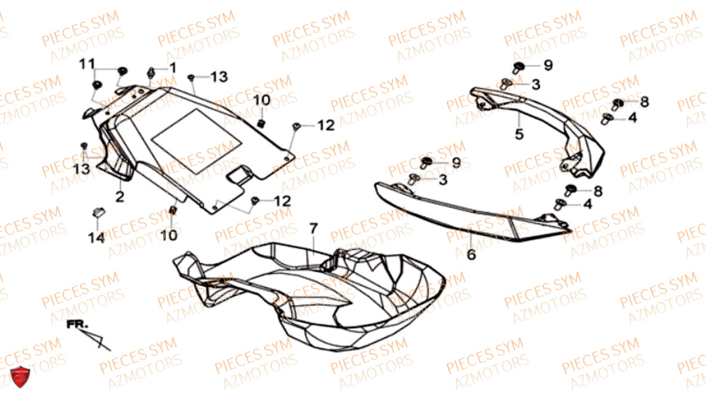 ARCEAU REVETEMENT COFFRE SYM MAXSYM 600I ABS 2017