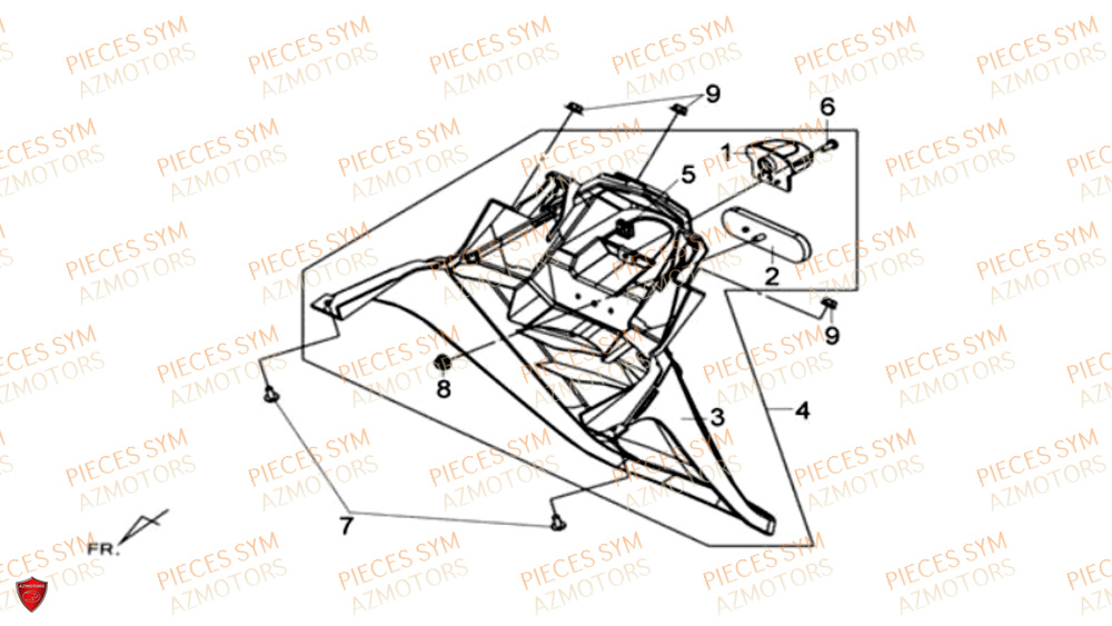 Bavette Arriere SYM Pièces MAXSYM 600 I ABS EXECUTIVE EURO 4 - LX60A3-EU et LX60A4-EU (2017-2020)