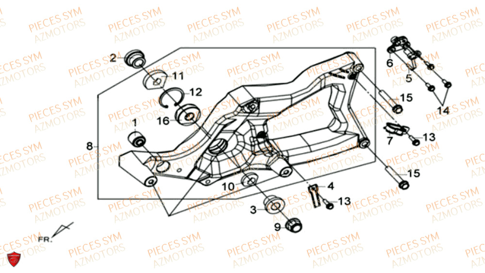 Bras Oscillant SYM Pièces MAXSYM 600 I ABS EXECUTIVE EURO 4 - LX60A3-EU et LX60A4-EU (2017-2020)