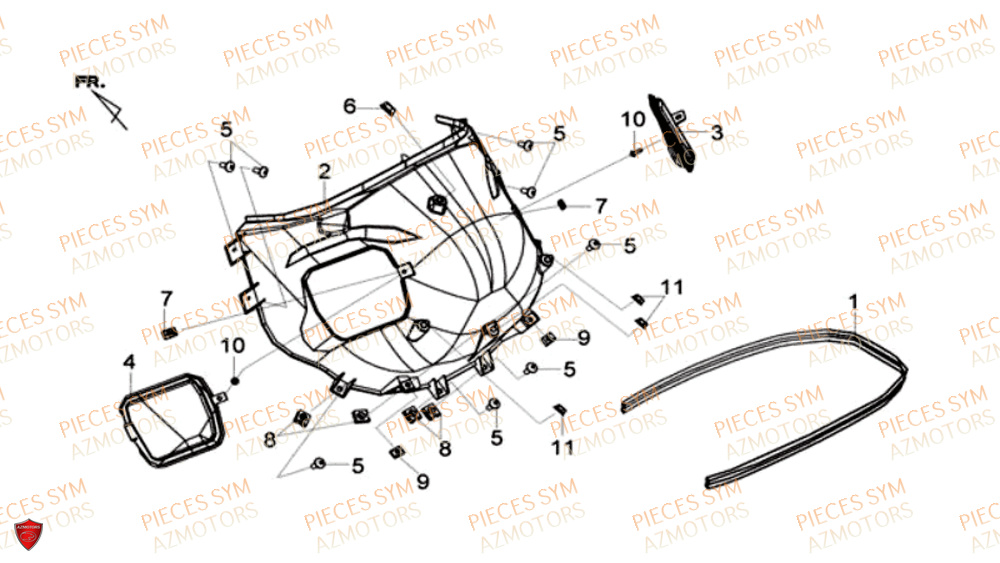 Cache De Coffre SYM Pièces MAXSYM 600 I ABS EXECUTIVE EURO 4 - LX60A3-EU et LX60A4-EU (2017-2020)