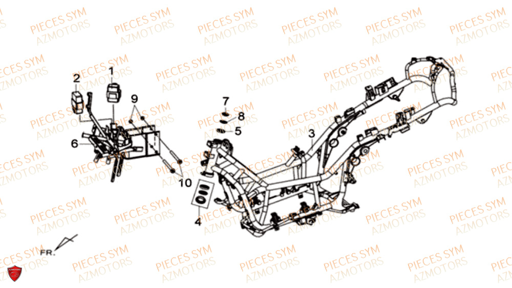 Cadre SYM Pièces MAXSYM 600 I ABS EXECUTIVE EURO 4 - LX60A3-EU et LX60A4-EU (2017-2020)