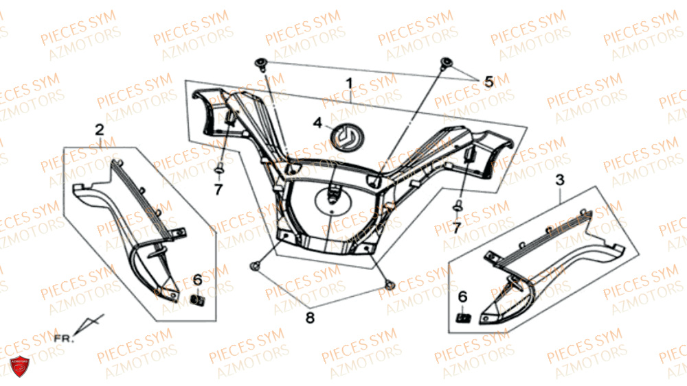 Carenages Guidon SYM Pièces MAXSYM 600 I ABS EXECUTIVE EURO 4 - LX60A3-EU et LX60A4-EU (2017-2020)