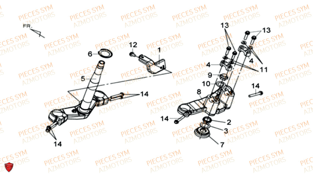 Colonne De Direction SYM Pièces MAXSYM 600 I ABS EXECUTIVE EURO 4 - LX60A3-EU et LX60A4-EU (2017-2020)