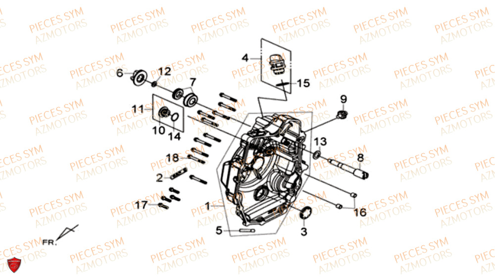 Couvercle De Carter Droit SYM Pièces MAXSYM 600 I ABS EXECUTIVE EURO 4 - LX60A3-EU et LX60A4-EU (2017-2020)