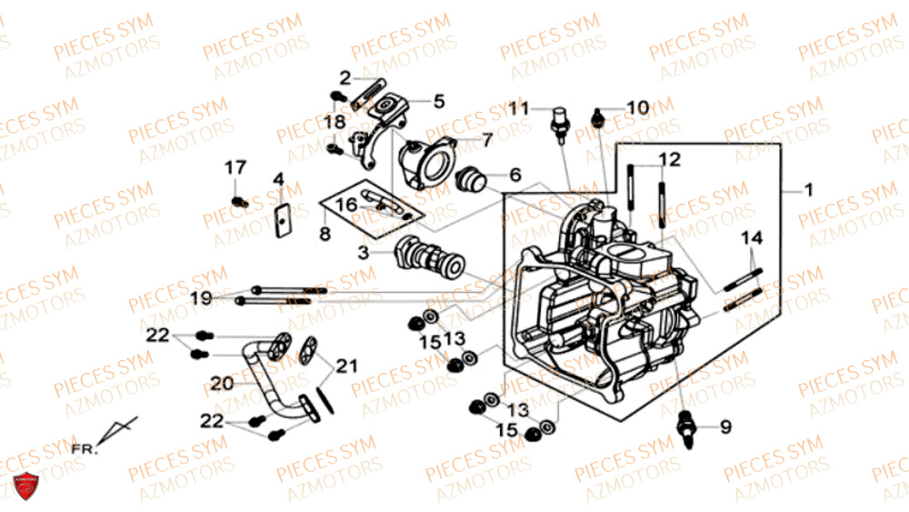 Culasse SYM Pièces MAXSYM 600 I ABS EXECUTIVE EURO 4 - LX60A3-EU et LX60A4-EU (2017-2020)