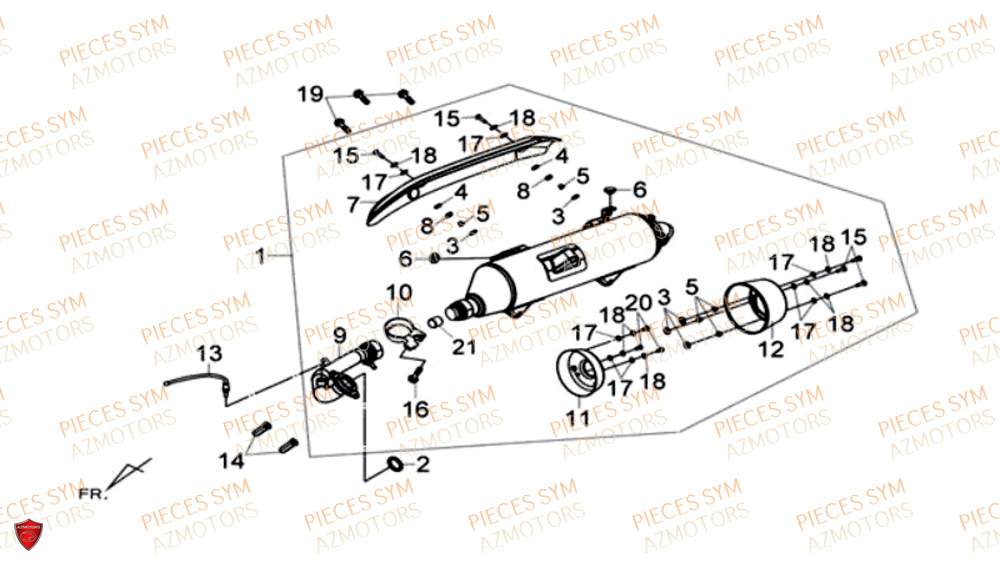 Echappement SYM Pièces MAXSYM 600 I ABS EXECUTIVE EURO 4 - LX60A3-EU et LX60A4-EU (2017-2020)