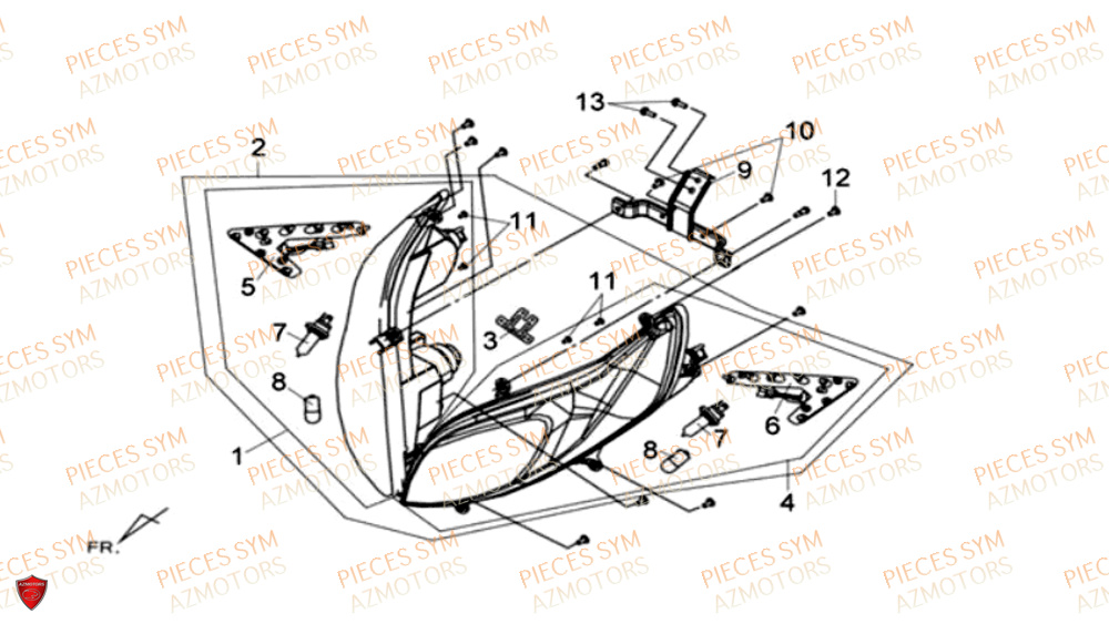 Eclairage Avant SYM Pièces MAXSYM 600 I ABS EXECUTIVE EURO 4 - LX60A3-EU et LX60A4-EU (2017-2020)