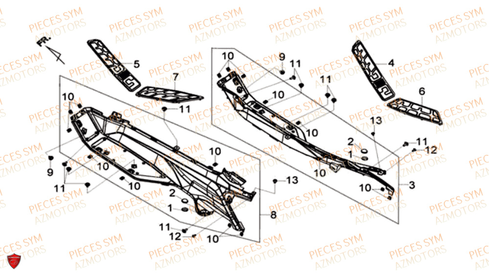 Plancher SYM Pièces MAXSYM 600 I ABS EXECUTIVE EURO 4 - LX60A3-EU et LX60A4-EU (2017-2020)