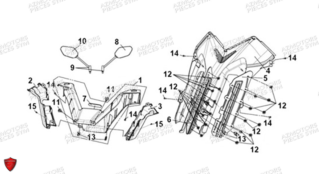 CARENAGE DE GUIDON RETROVISEURS SYM MAXSYM GT 400 2024