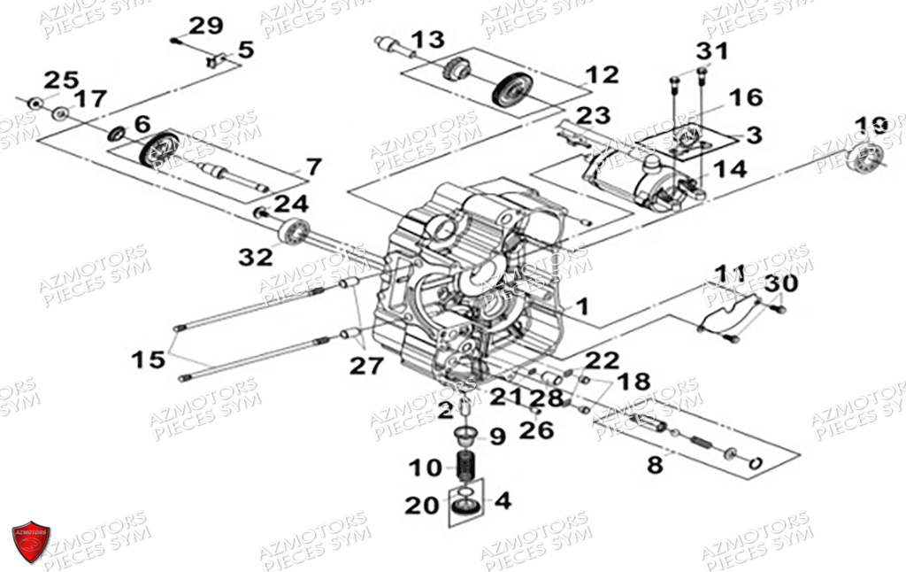 Carter Droit Demarreur SYM Pièces MAXSYM GT 400 (LZ40W2-EU) EURO5 - 2024