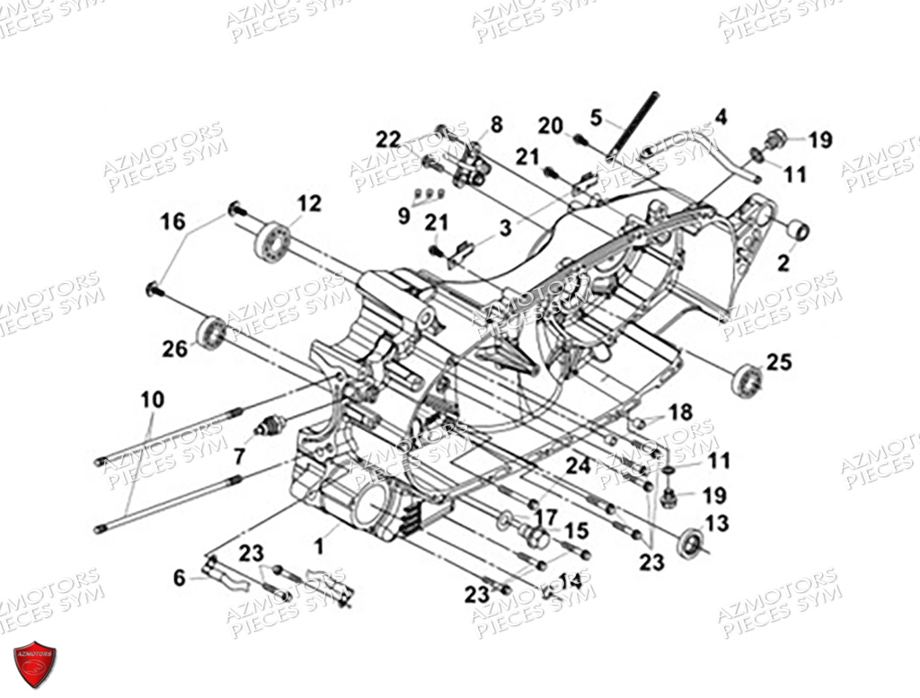 Carter Gauche De Vilebrequin SYM Pièces MAXSYM GT 400 (LZ40W2-EU) EURO5 - 2024