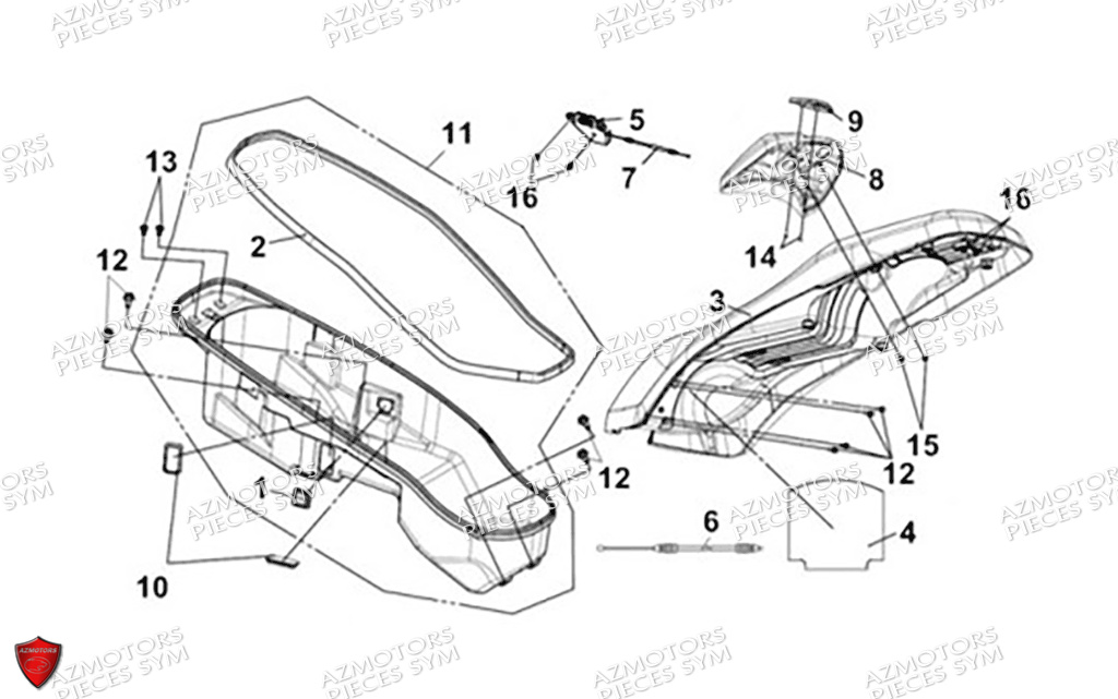 COFFRE A CASQUE SELLE SYM MAXSYM GT 400 2024