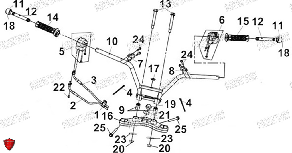 Guidon Poignee SYM Pièces MAXSYM GT 400 (LZ40W2-EU) EURO5 - 2024