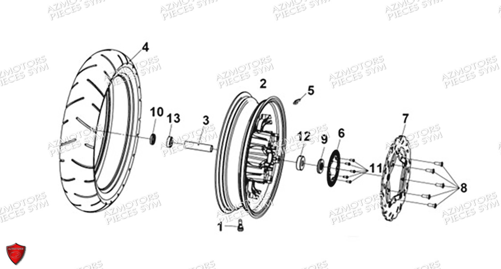 Roue Avant SYM Pièces MAXSYM GT 400 (LZ40W2-EU) EURO5 - 2024