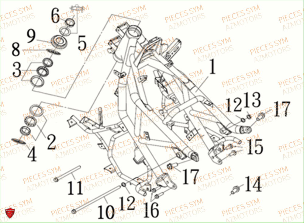 Cadre Partie 1 SYM Pièces MAXSYM TL 500 - TL47W1-EU (2019)