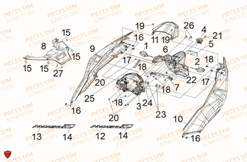 CARENAGES ARRIERE SYM MAXSYM TL 500 2019