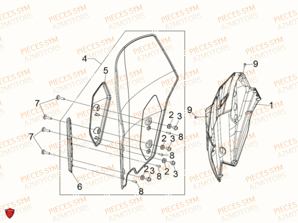 Pare Brise SYM Pièces MAXSYM TL 500 - TL47W1-EU (2019)