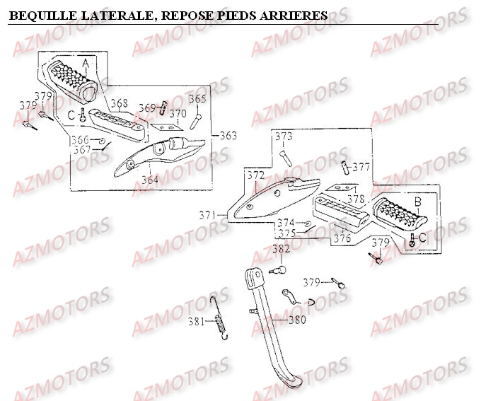 BEQUILLE LATERALE CALE PIEDS ARRIERES KYMCO METEORIT125
