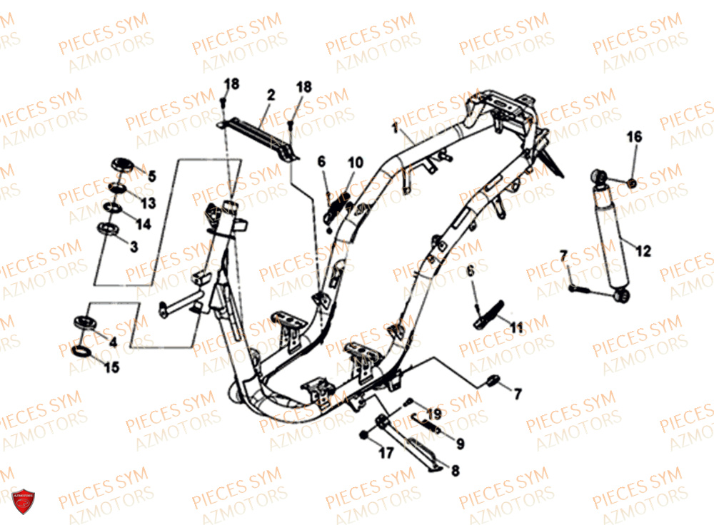 Chassis SYM Pièces MIO 50I E4 - FS05W1-EU (2019-2020)