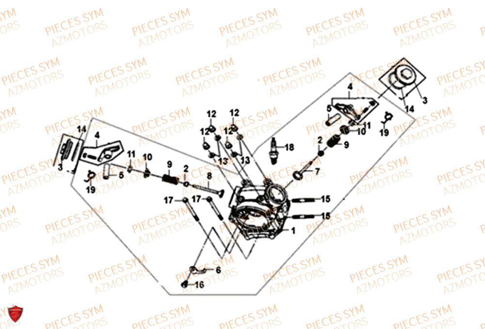 Culasse SYM Pièces MIO 50I E4 - FS05W1-EU (2019-2020)