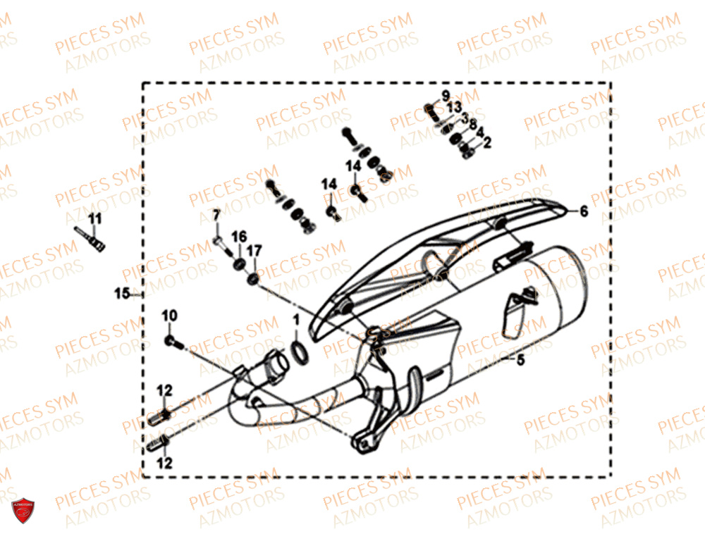 Echappement SYM Pièces MIO 50I E4 - FS05W1-EU (2019-2020)