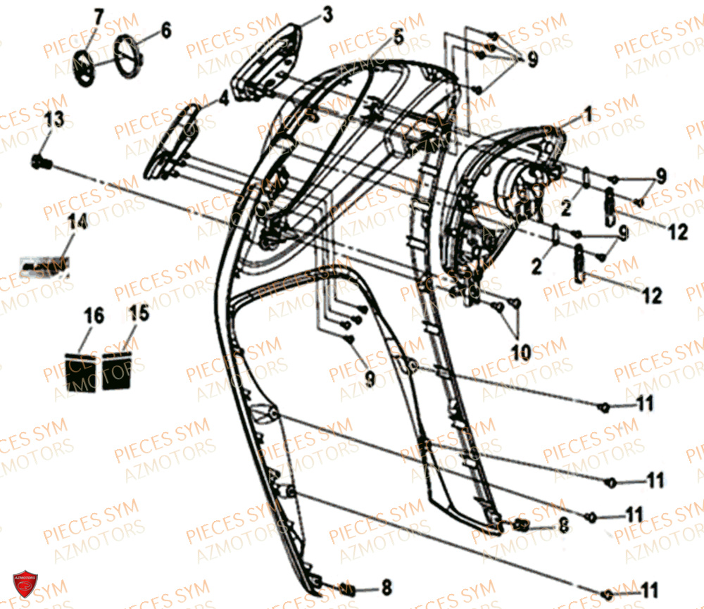 Face Avant SYM Pièces MIO 50I E4 - FS05W1-EU (2019-2020)