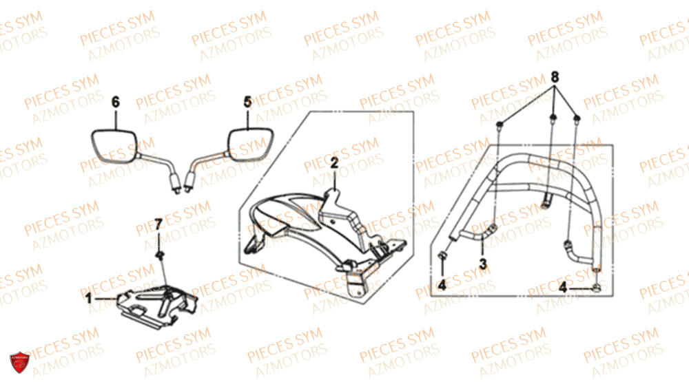 Garde Boue Arriere SYM Pièces MIO 50I E4 - FS05W1-EU (2019-2020)