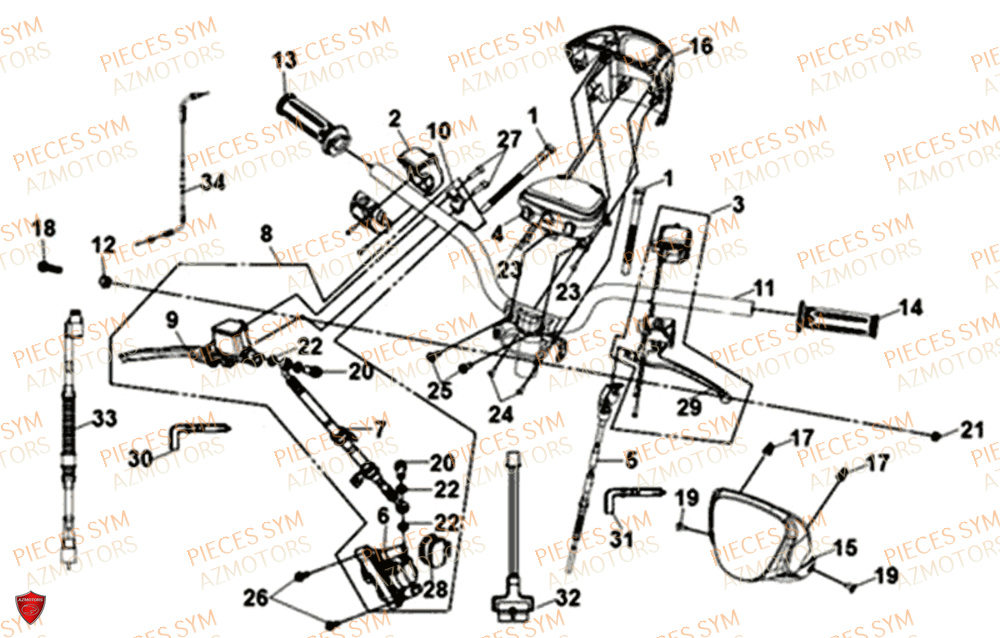 Guidon SYM Pièces MIO 50I E4 - FS05W1-EU (2019-2020)