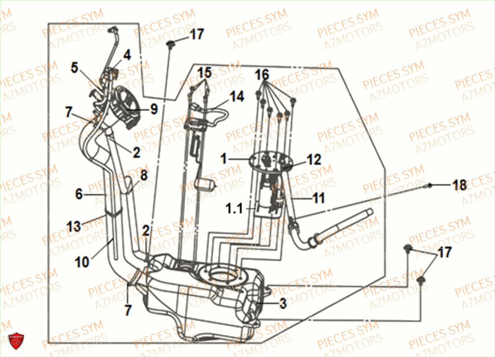 Reservoir SYM Pièces MIO 50I E4 - FS05W1-EU (2019-2020)