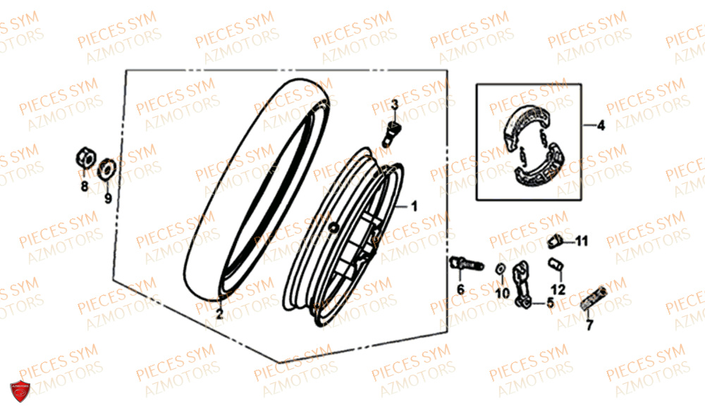 Roue Arriere SYM Pièces MIO 50I E4 - FS05W1-EU (2019-2020)