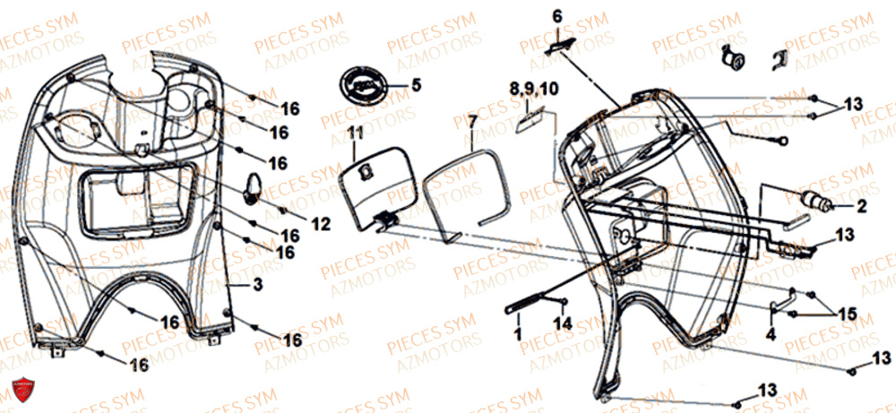 Tablier Interieur SYM Pièces MIO 50I E4 - FS05W1-EU (2019-2020)