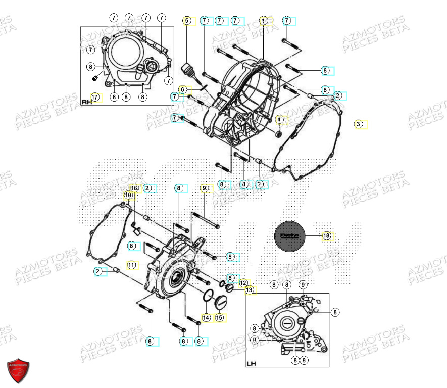 Couvercle Carters BETA Pièces BETA MOTARD RR 125 4T R 2024