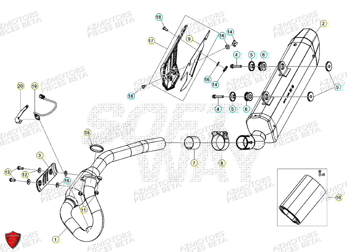 Echappement BETA Pièces BETA MOTARD RR 125 4T R 2024