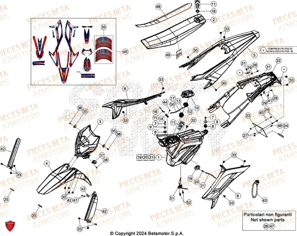 Carenages BETA Pièces BETA MOTARD RR 125 4T R 2025