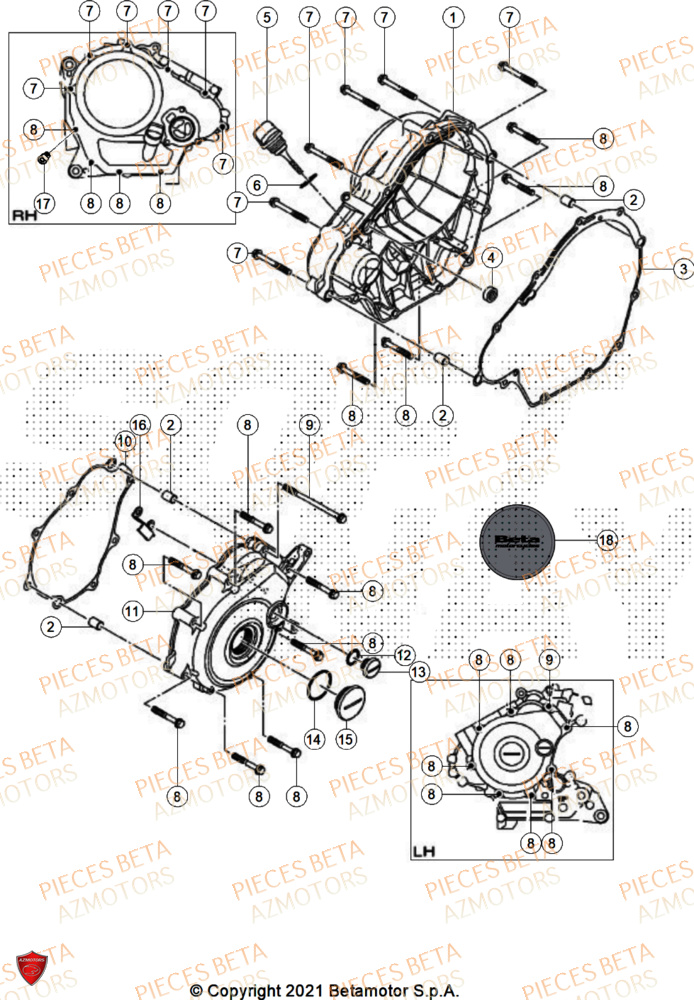 Couvercle Embrayage BETA Pièces BETA MOTARD RR 125 4T R 2025