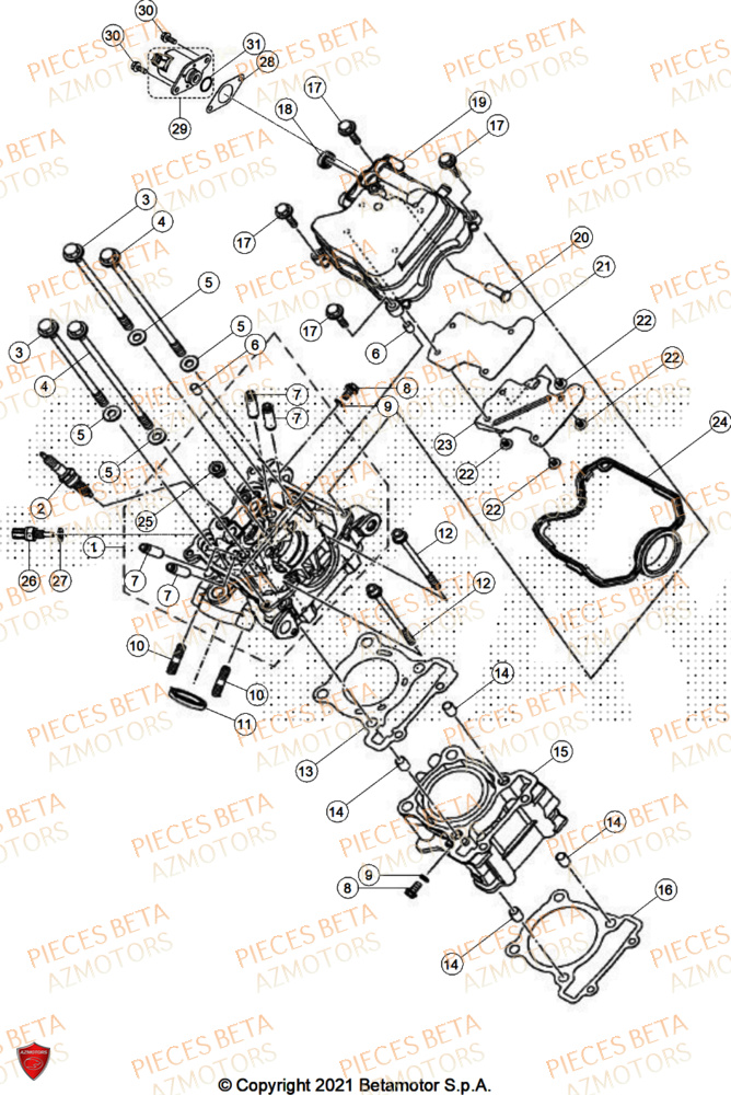 Culasse BETA Pièces BETA MOTARD RR 125 4T R 2025