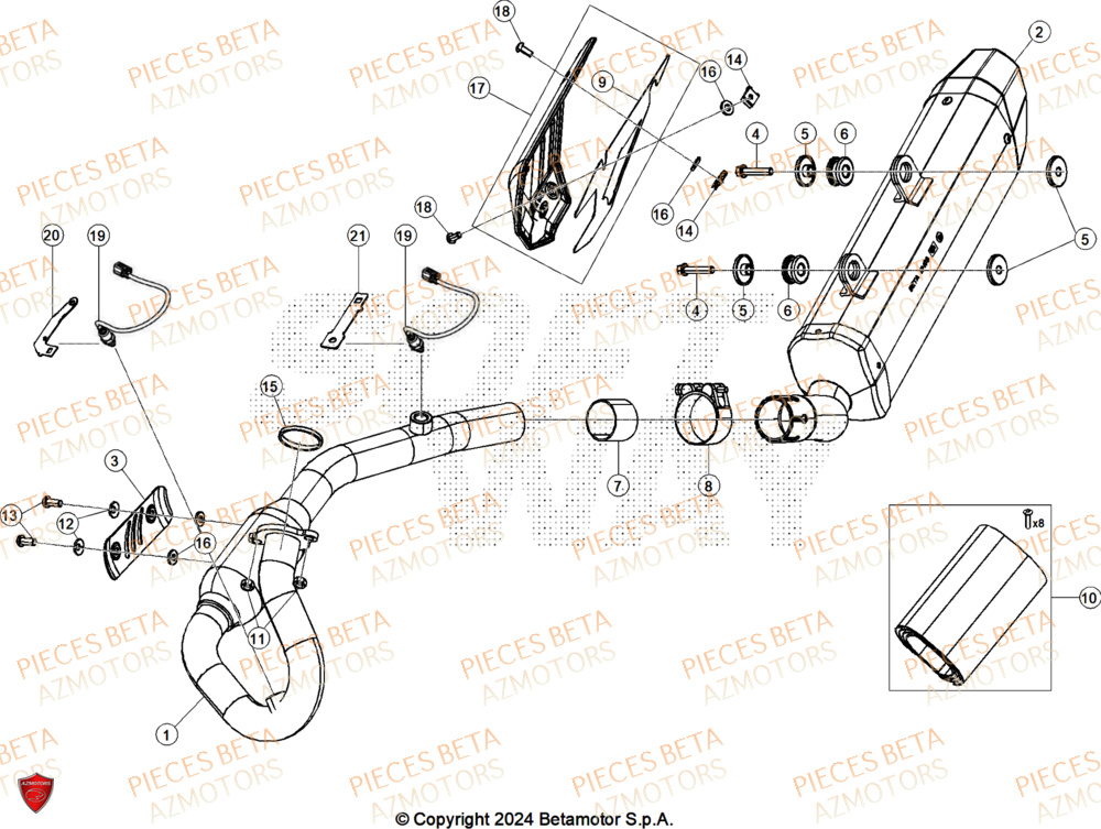 Echappement BETA Pièces BETA MOTARD RR 125 4T R 2025